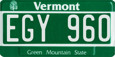 VT license plate EGY960