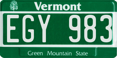 VT license plate EGY983