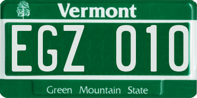 VT license plate EGZ010