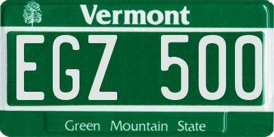 VT license plate EGZ500