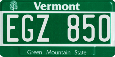 VT license plate EGZ850