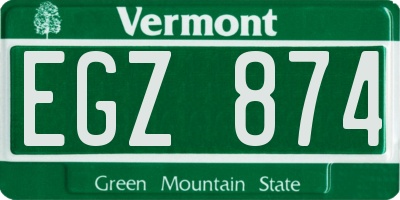 VT license plate EGZ874