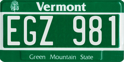 VT license plate EGZ981