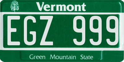VT license plate EGZ999