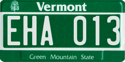 VT license plate EHA013