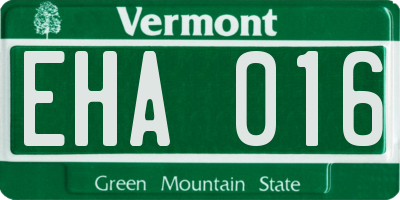 VT license plate EHA016