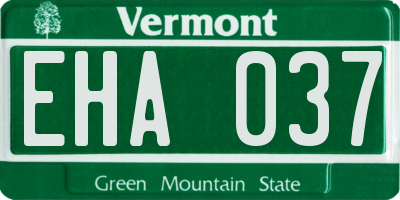 VT license plate EHA037