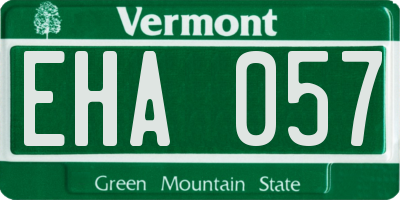 VT license plate EHA057