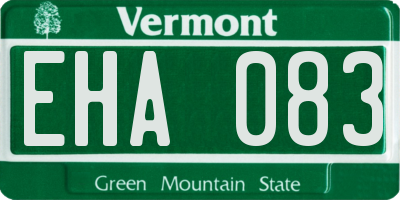 VT license plate EHA083