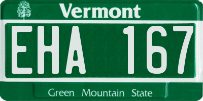 VT license plate EHA167