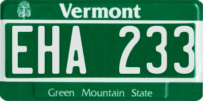 VT license plate EHA233