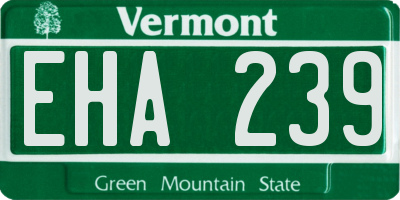VT license plate EHA239
