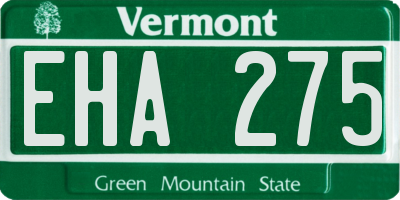 VT license plate EHA275