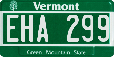 VT license plate EHA299