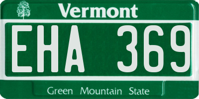VT license plate EHA369