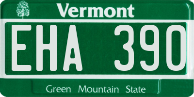 VT license plate EHA390