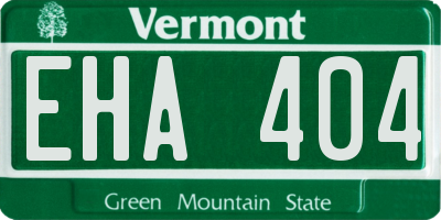 VT license plate EHA404