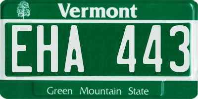 VT license plate EHA443