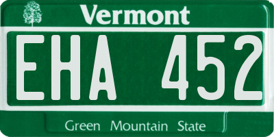 VT license plate EHA452