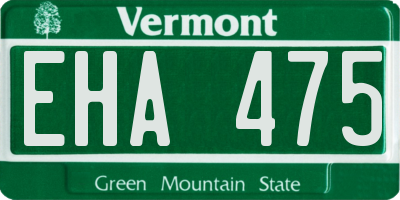 VT license plate EHA475
