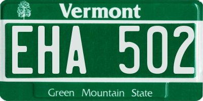 VT license plate EHA502