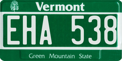VT license plate EHA538