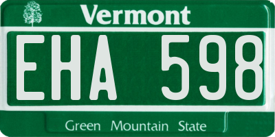 VT license plate EHA598