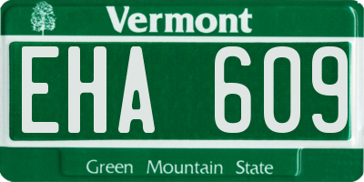 VT license plate EHA609
