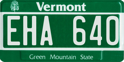 VT license plate EHA640