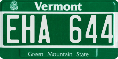 VT license plate EHA644