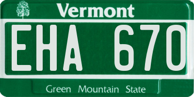 VT license plate EHA670