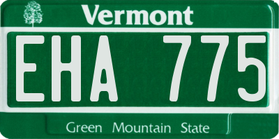 VT license plate EHA775