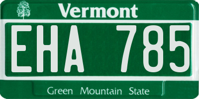 VT license plate EHA785
