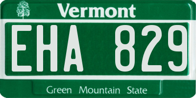 VT license plate EHA829