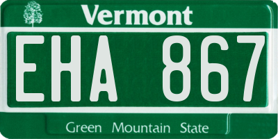 VT license plate EHA867