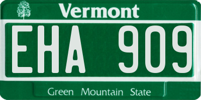 VT license plate EHA909