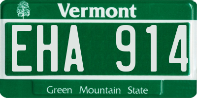 VT license plate EHA914