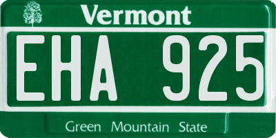 VT license plate EHA925
