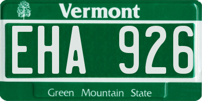 VT license plate EHA926