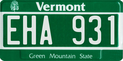 VT license plate EHA931