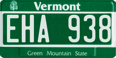 VT license plate EHA938