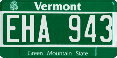 VT license plate EHA943