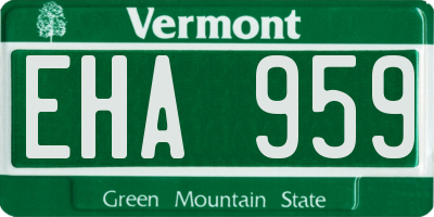 VT license plate EHA959