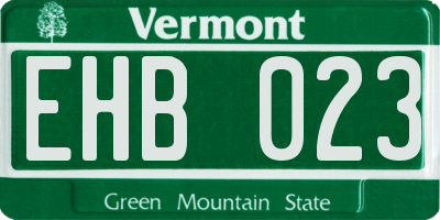 VT license plate EHB023