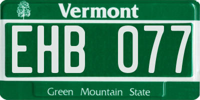 VT license plate EHB077