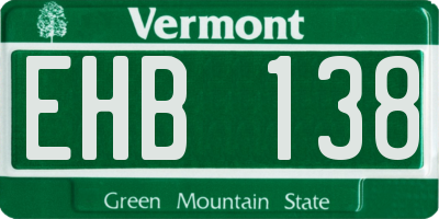 VT license plate EHB138