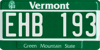 VT license plate EHB193