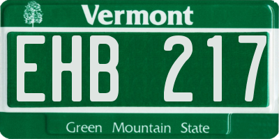 VT license plate EHB217
