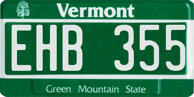 VT license plate EHB355