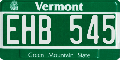 VT license plate EHB545